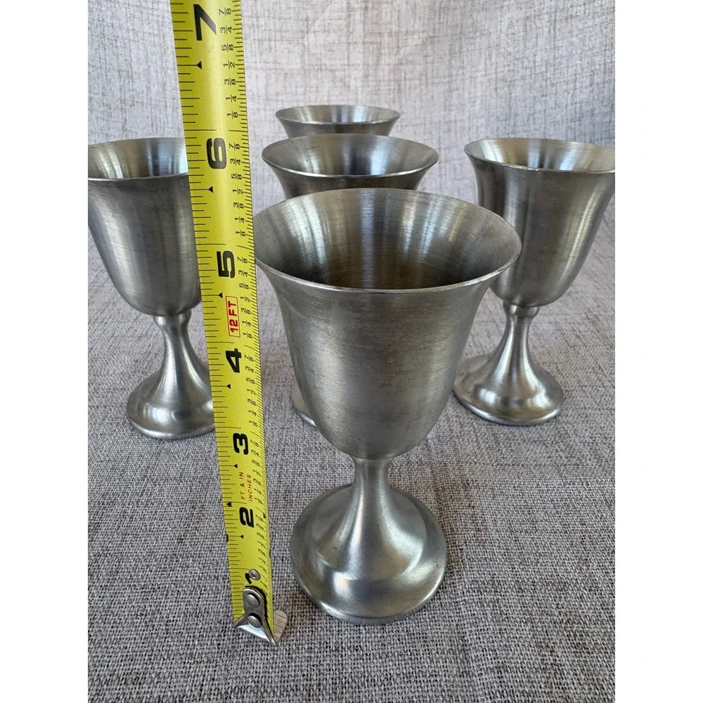 Leonard Goblets Unisex OS Silver Excellent Genuine Pewter Weighted Set of 5